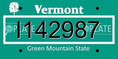 I142987 Vermont License Plate