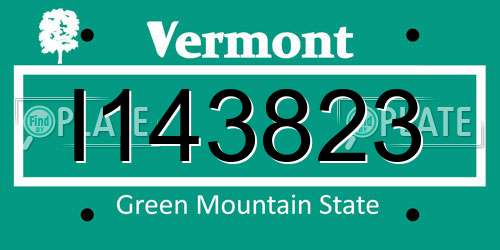 I143823 Vermont License Plate