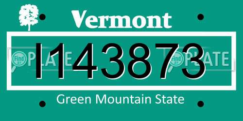 I143873 Vermont License Plate
