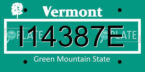 I14387E Vermont License Plate