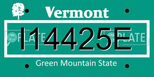 I14425E Vermont License Plate