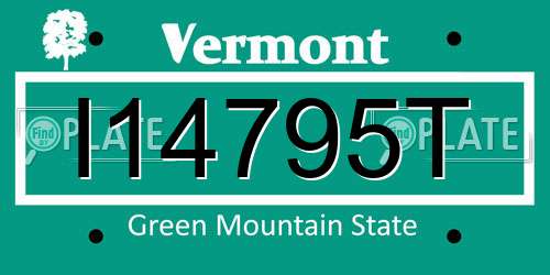 I14795T Vermont License Plate
