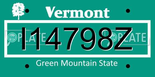 I14798Z Vermont License Plate