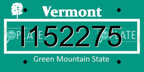 I152275 Vermont License Plate