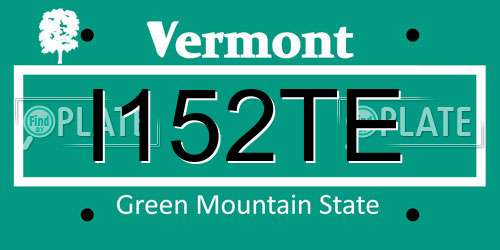 I152TE Vermont License Plate
