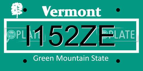 I152ZE Vermont License Plate