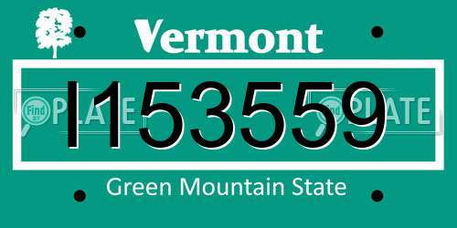 I153559 Vermont License Plate