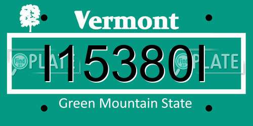 I15380I Vermont License Plate