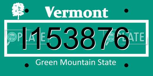 I153876 Vermont License Plate