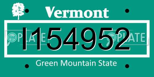 I154952 Vermont License Plate
