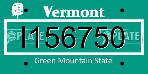 I156750 Vermont License Plate