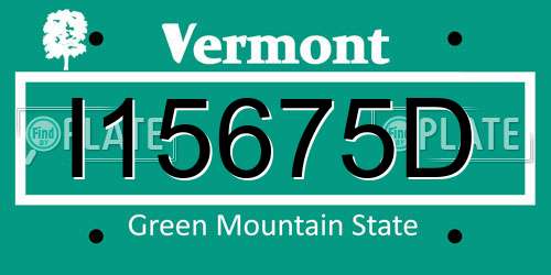 I15675D Vermont License Plate