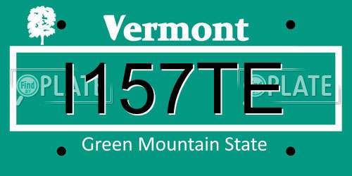 I157TE Vermont License Plate