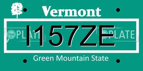 I157ZE Vermont License Plate