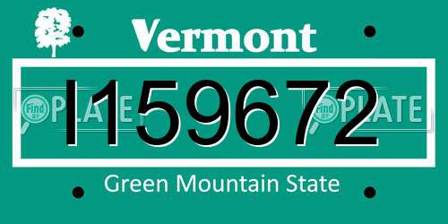 I159672 Vermont License Plate