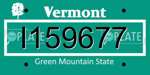 I159677 Vermont License Plate