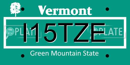 I15TZE Vermont License Plate