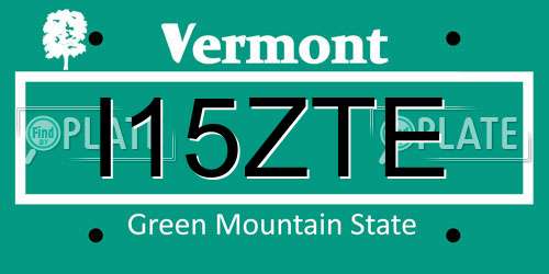 I15ZTE Vermont License Plate