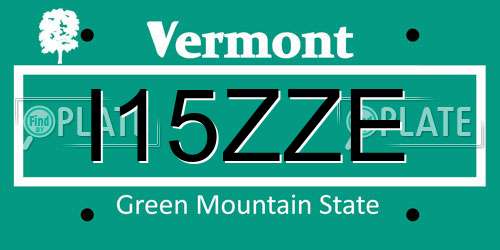 I15ZZE Vermont License Plate