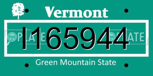 I165944 Vermont License Plate