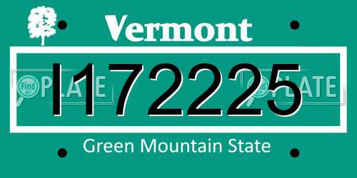 I172225 Vermont License Plate