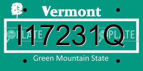 I17231Q Vermont License Plate