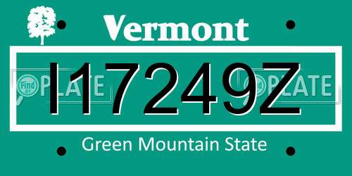 I17249Z Vermont License Plate