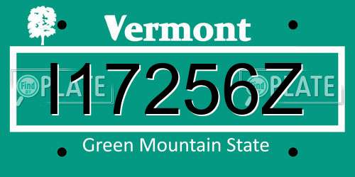I17256Z Vermont License Plate