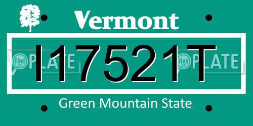 I17521T Vermont License Plate