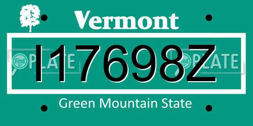 I17698Z Vermont License Plate
