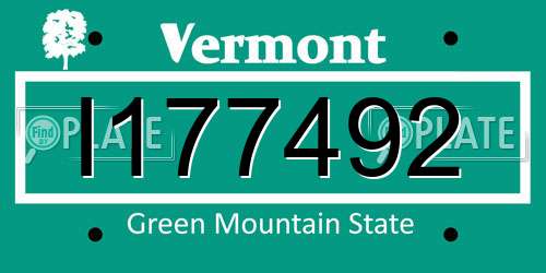 I177492 Vermont License Plate