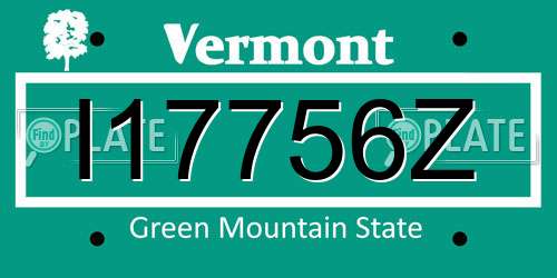 I17756Z Vermont License Plate