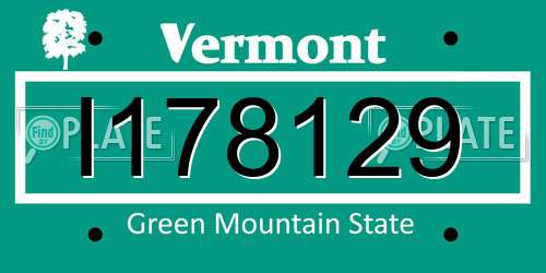 I178129 Vermont License Plate
