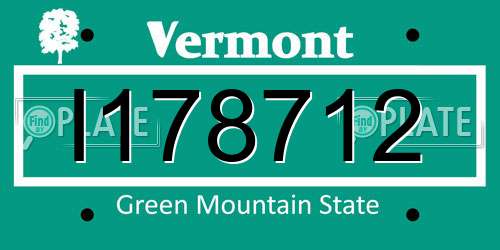 I178712 Vermont License Plate