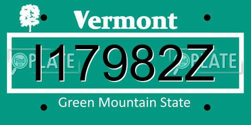 I17982Z Vermont License Plate