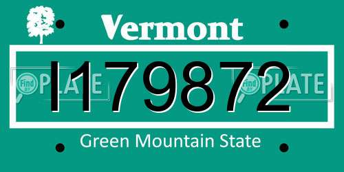 I179872 Vermont License Plate