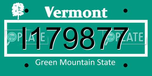 I179877 Vermont License Plate
