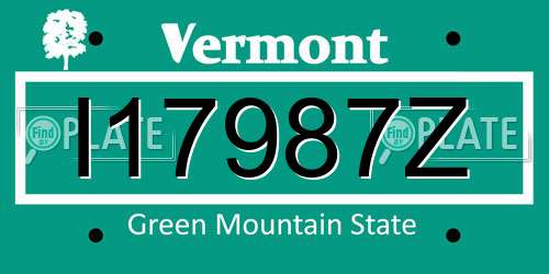 I17987Z Vermont License Plate