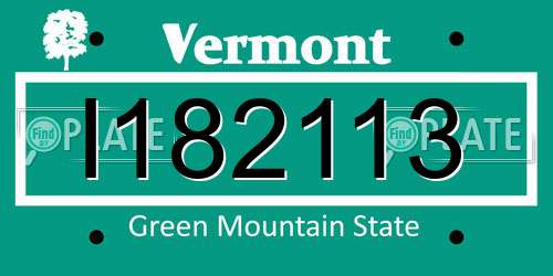 I182113 Vermont License Plate