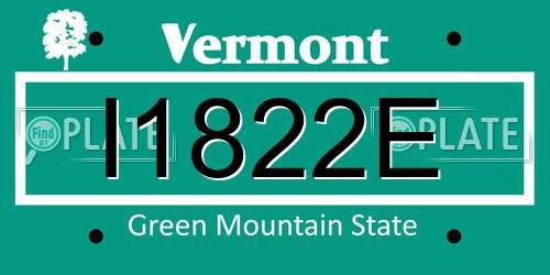 I1822E Vermont License Plate