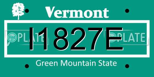 I1827E Vermont License Plate