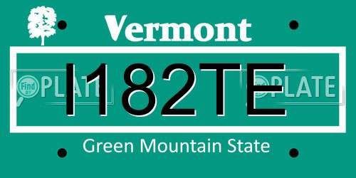 I182TE Vermont License Plate