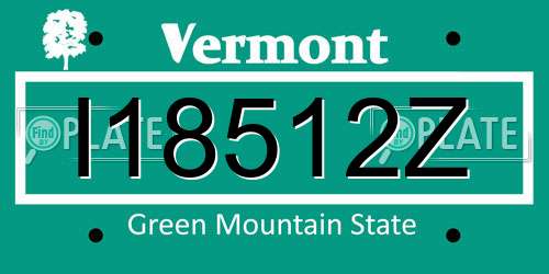 I18512Z Vermont License Plate