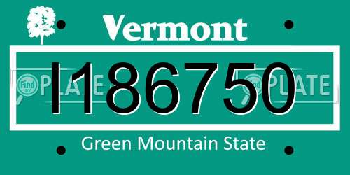 I186750 Vermont License Plate