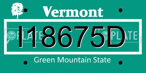 I18675D Vermont License Plate
