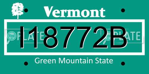 I18772B Vermont License Plate