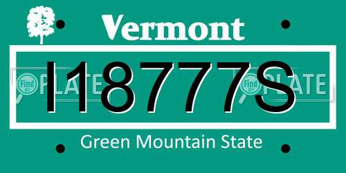 I18777S Vermont License Plate