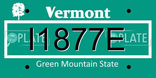 I1877E Vermont License Plate