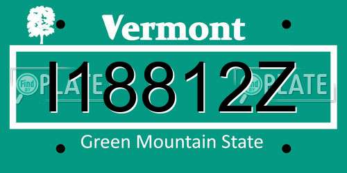 I18812Z Vermont License Plate