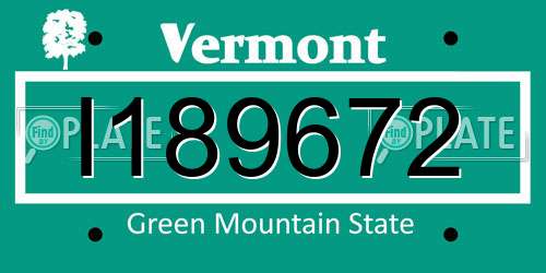 I189672 Vermont License Plate